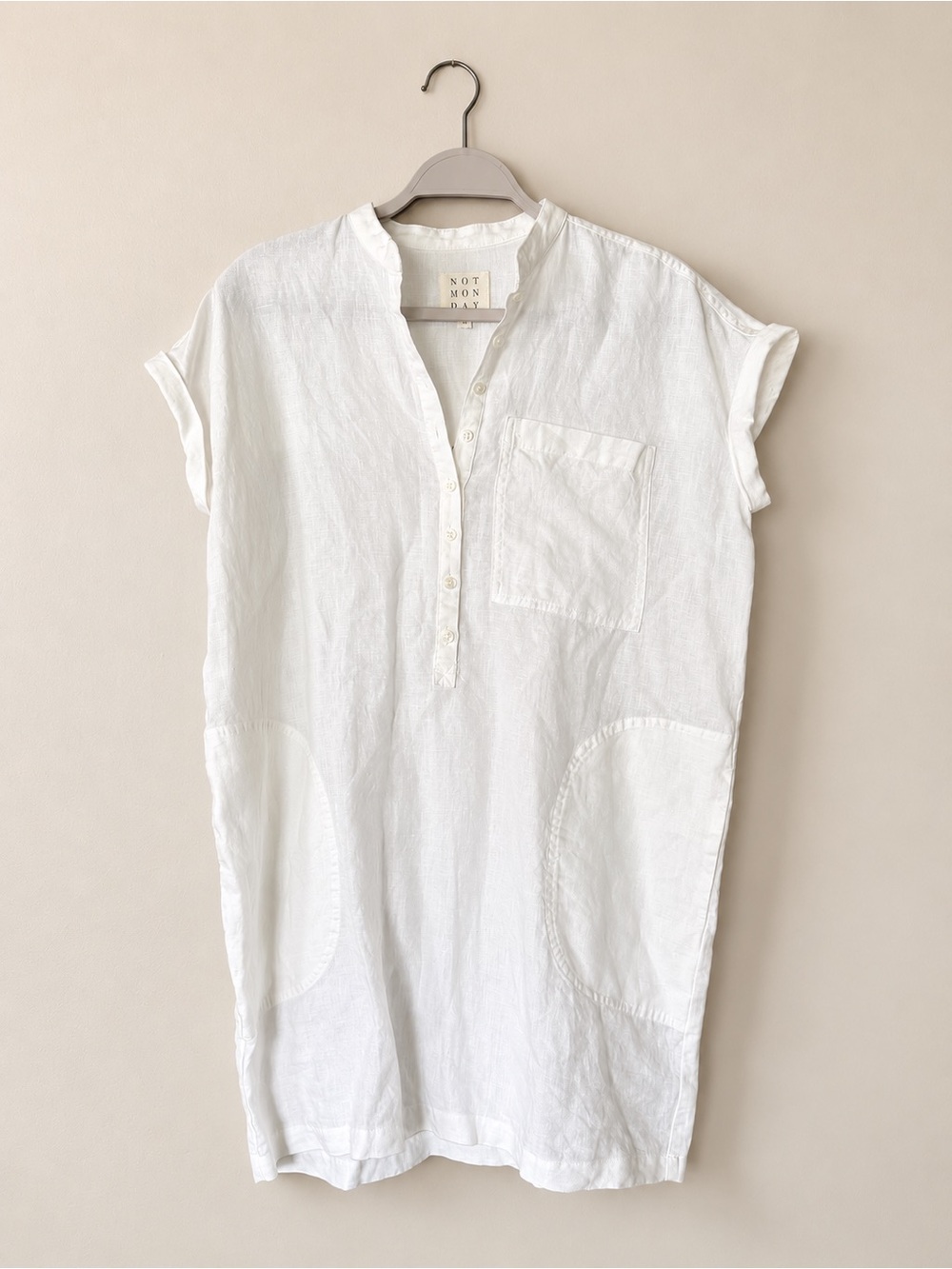 Not Monday Dylan Shirt Dress Cap Sleeve 100% Cotton Women’s Sz XS Minimalist
